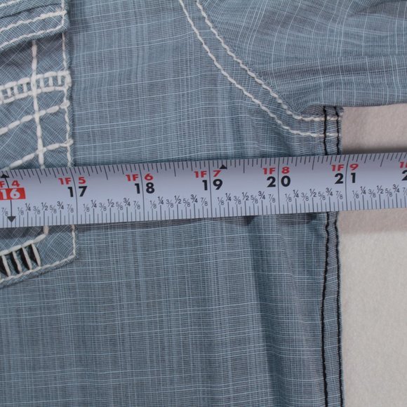 Buckle Black Shirt Men's Large Blue Long Sleeve Solid Pearl Snap Standard Fit - Picture 8 of 14